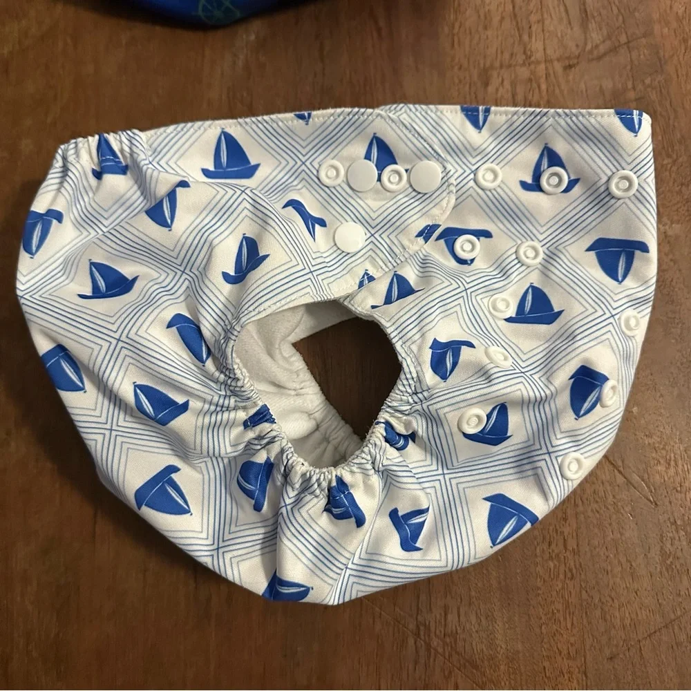 Nora’s Nursery Nautical Reusable Pocket Cloth Diaper Set of 4 adjustable size.